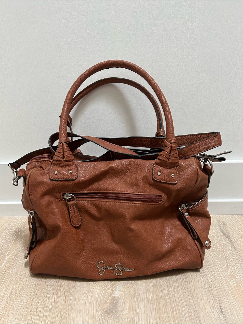 Jessica Simpson Cognac Leather Top-Handle Shoulder Bag